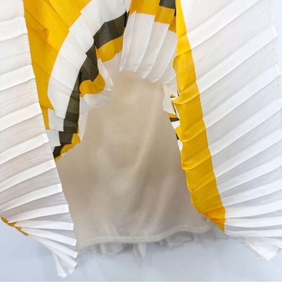 Banana Republic Factory Cream Pleated Yellow Green Hem Stripe A-Line Skirt NEW - Picture 12 of 16
